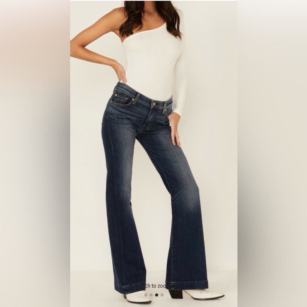 7 For All Mankind Medium Wash Dojo Tailorless Flare Leg Jeans 27/32